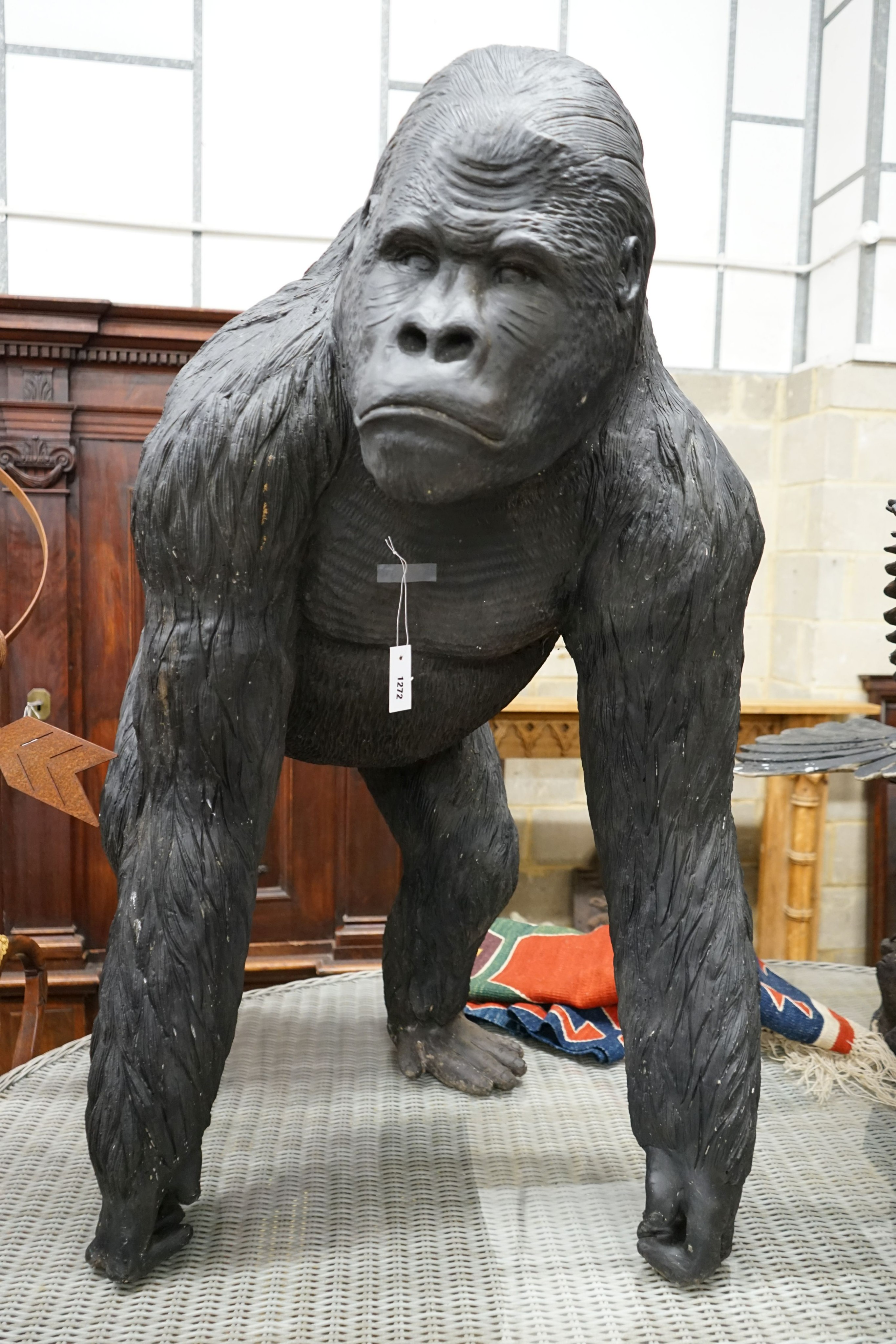 A large composition gorilla garden ornament, height 126cm